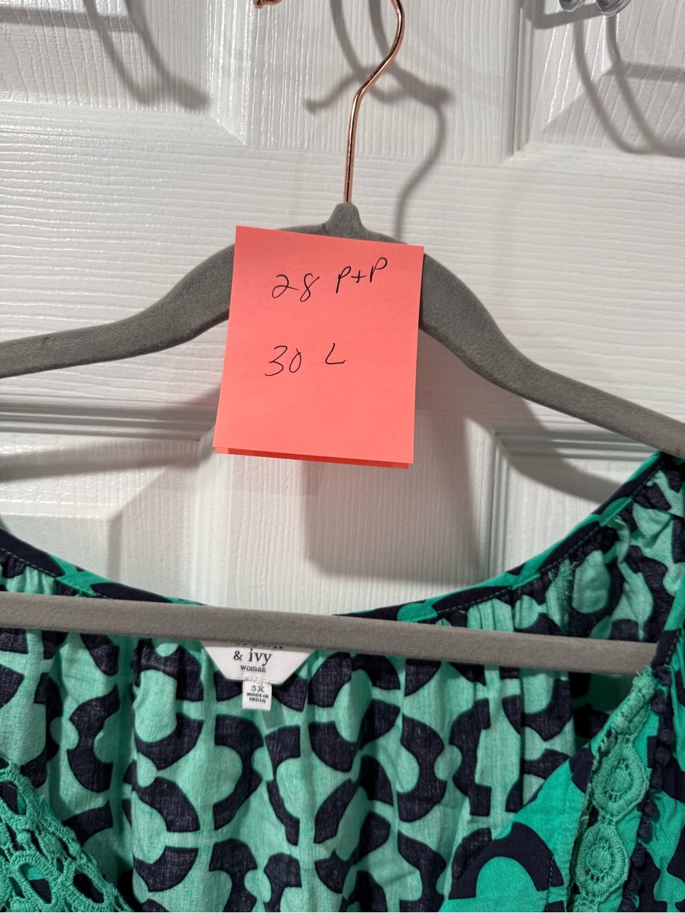 Candie's Green Patterned Crochet-Trim Peasant Top - Picture 8 of 8